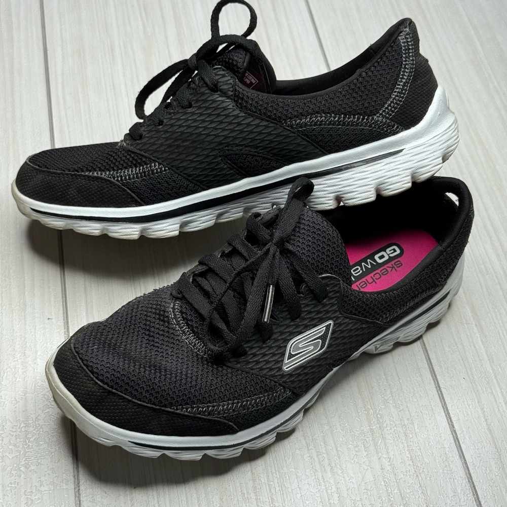 Skechers GOwalk 4 Walking‎ Shoes Black Athletic Sneakers Womens Size 7